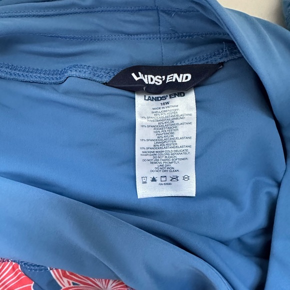 Lands' End Blue and Red Floral Swimsuit - Picture 2 of 3